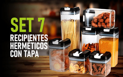 Recipientes Comida Tuppers Hermeticos Plasticos Set 7 ✨